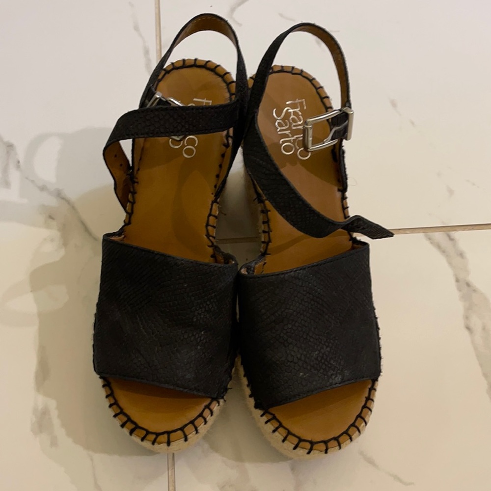 Franco Sarto black espadrille wedge
